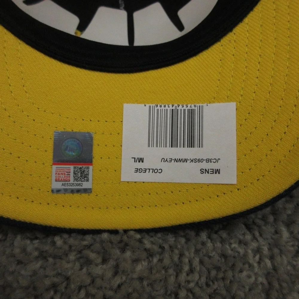 Michigan Wolverines Hat Cap Mens Fitted Medium Large Yellow Helmet Logo Jordan